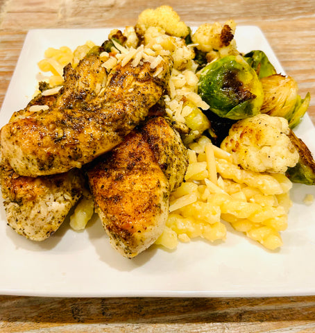 Flavor Seed’s The Godfather Chicken Tenders and The OG Roasted Vegetable Primavera