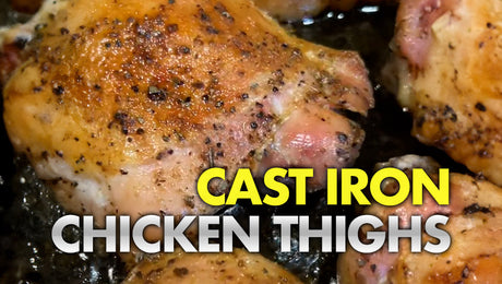 Crispy cast iron organic chicken thighs recipe. Simple and easy to make.